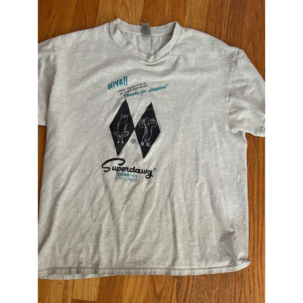 Superdawg Drive-In Chicago Graphic T-Shirt Mens Large Heather‎ Gray Short Sleeve
